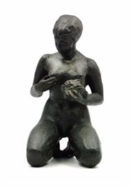 BRONZE FIGURE OF A KNEELING WOMAN
