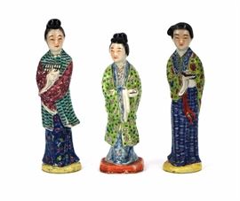 GROUP OF FAMILLE GLAZED FIGURES
