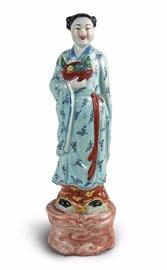 PORCELAIN LADY HOLDING BASKET
