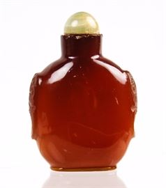 BROWN GLASS SNUFF BOTTLE
