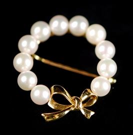 PEARL GOLD PIN 585 MARK
