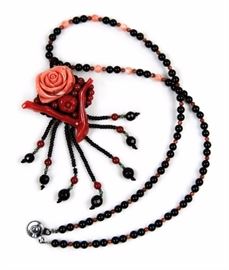 PINK AND RED CORAL FLORAL NECKLACE
