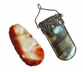 PAIR OF STONE PENDANTS
