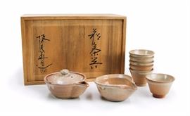 EARTHENWARE TEA SET WITH BOX
