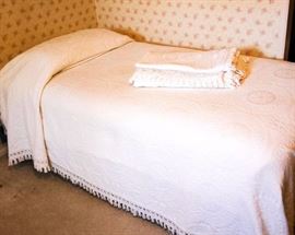 Two Vintage Twin Bedspreads: Chenille, good condition, show a few signs of wear