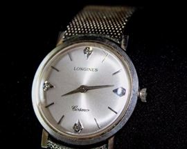 Longines Cosmo Men's Watch: Four diamonds on face, 14K gold head, and Kestenmade 1/20-10K gold filled band w/ stainless steel back