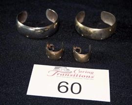Two Sterling Silver Bracelets & Matching Earrings: Sterling Silver, Castlecliff; 53.3g total weight