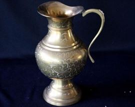 Brass Water Pitcher: 10" H 