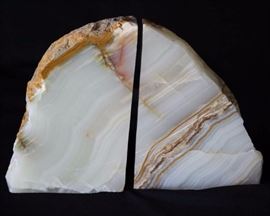 Cut Marble Book Ends: 5.75" W x 5" D x 7.75" H each. Books not included.