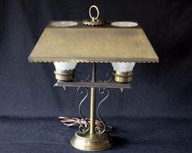 Wrought Iron & Brass Table Lamp: Plug needs replacing. 16.5" L x 9.5 D x 20" H