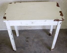 Small White Wood Table w/ Drawer: Fair condition. Great for a refinishing project. 27" L x 14" D x 27" H