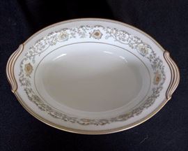 Two Noritake Goldette China Serving Bowls: #5819, 10" L x 7" W 
