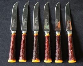 Six Westall Richardson Stainless Steel Steak Knives: Made in Sheffield, England. 