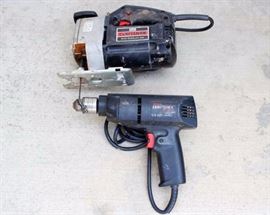 Two Craftsman Power Tools: Craftsman 1" auto scroller jig saw and Craftsman 1/3 hp 3/8" drill 