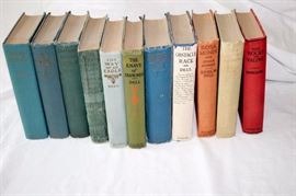 Thirteen Ethel M. Dell Hardcover Novels: The British author wrote over thirty romance novels between 1911-1934. The novels included in the lot are: One copy of The Hundreth Chance (1917), in good condition; One copy of The Hundreth Chance (1917), in poor condition; The Black Knight; The Rocks of Valpre; The Electric Torch (1934); Rosa Mundi and Other Stories (1921); The Obstacle Race(1921) has its original cover; The Top of the World (1920); The Knave of Diamonds (1912); The Way of an Eagle; Greatheart; The Lamp in the Desert (1919); The Keeper of the Door. Titles with dates provided are first edition publications. Books are in fair condition commensurate with age, with some discoloration of the pages, but with all pages and bindings intact.