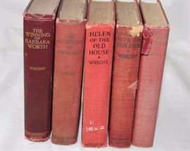 Six First Edition Harold Bell Wright Hardcover Novels: The American author is known for his works from the first half of the twentieth century. All five novels in the lot are first editions. Titles include: The Re-creation of Brian Kent (1919); The Winning of Barbara Worth (1911); The Mine with the Iron Door (1923) with binding in poor condition; Helen of the Old House (1921); God and the Groceryman (1927); The Eyes of the World (1914). The books in this lot are all in fair condition, unless otherwise noted.