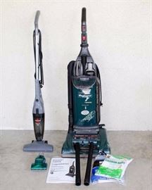 Two Vacuum Cleaners: One Hoover WindTunnel model U6425-920 vacuum cleaner with eleven type Y anti-allergen replacement bags. Vacuum is in working condition and includes all attachments except for one cleaning wand. One Bissell 3-in-1 vacuum model 38B1-L in working condition.