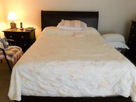 Like-new Low Profile Sleigh Bed:  This beautiful sleigh bed was purchased recently from Macy's. New mattress and box springs.  Bed measures 63 inches wide and 86 inches long.  Macy's ID # 5/0, 9711Q8  118510.