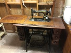 Sewing machine in cabinet