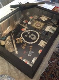 Cool smalls, costume jewelry, and ww11 bayonet.