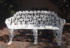 White painted garden bench