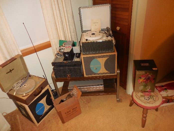 Vintage Portable Phonographs, Slide Projectors 