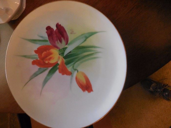 Hand Painted Plate, Given to customers at the Millinery Store in Chicago .Bavaria. Stamped on Reverse Side