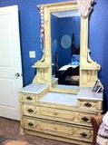 Eastlake crackle painted dresser with marble top.