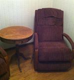 One of two recliners with drum table