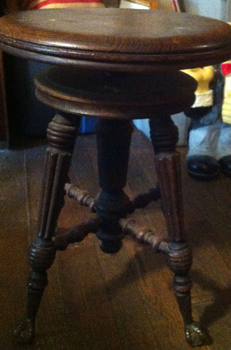 antique piano stool with claw feet