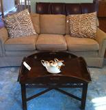 Designer sofa, Parson chairs, Butler's table
