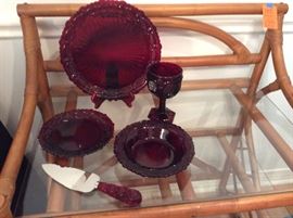 Cape Code - Avon full set of red glass dinnerware. Buy per piece or the lot. 