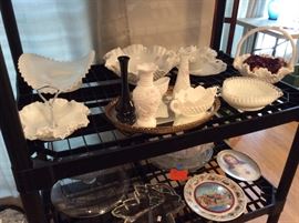 Fenton white hobnail & glass pieces. 