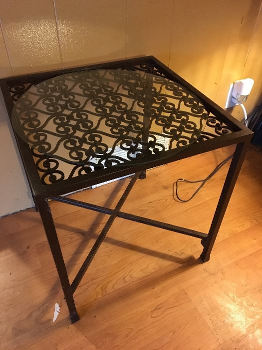 Heavy wrought iron end table