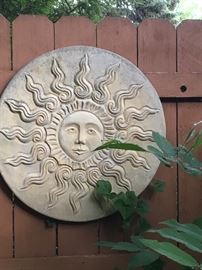 Large ceramic sun disc, garden decor