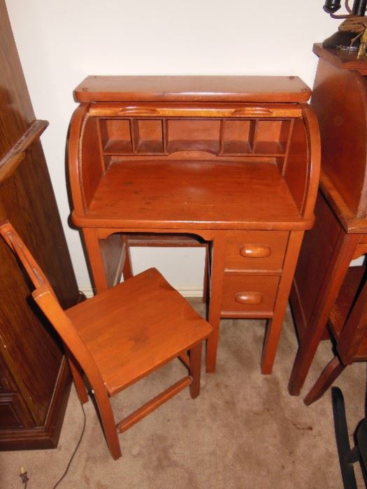 2nd antique child's roll top desk/excellent condition