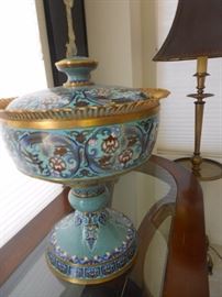 Cloisonne.  One of several pieces that are just so beautiful.  AND Pair of 1975 Chapman Floor Lamps.