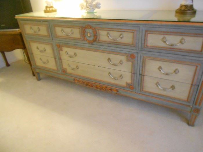 Dresser is Baker, repurposed, tole painted with Cameo.