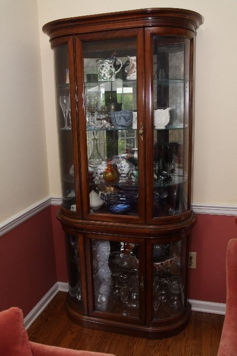Curio Cabinet - interior light, glass shelves. Contents to be sold separately
