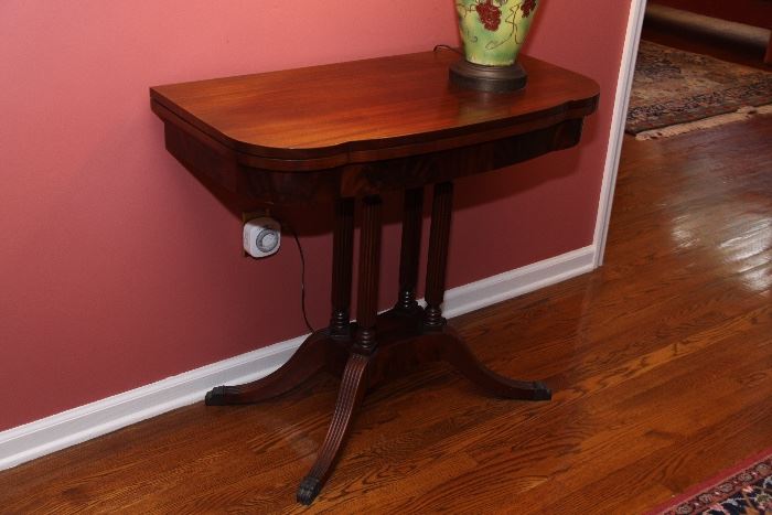 Antique table opens to seat 4 - use as a small dining table or card table
