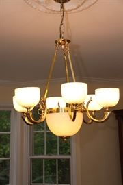 Exquisite Brass and Alabaster Chandelier - just beautiful!