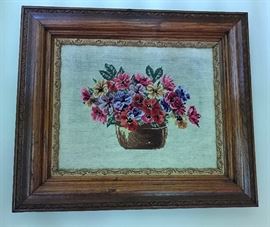 Antique Framed Needlepoint