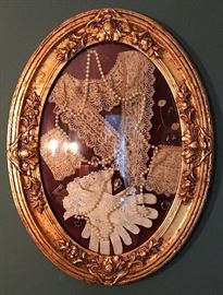 Antique Convex Glass Frame with Vanity Items Display