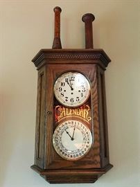 Semi-Antique Double Faced Calendar Wall Clock