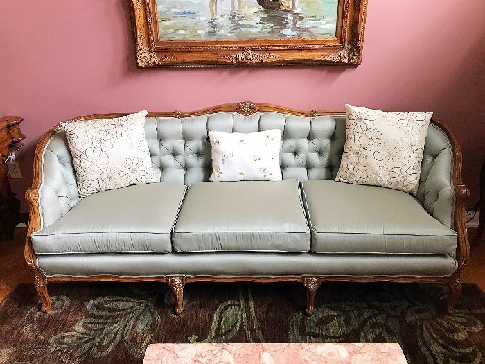 1920s Walnut French Country Canape Sofa (Refurbished)