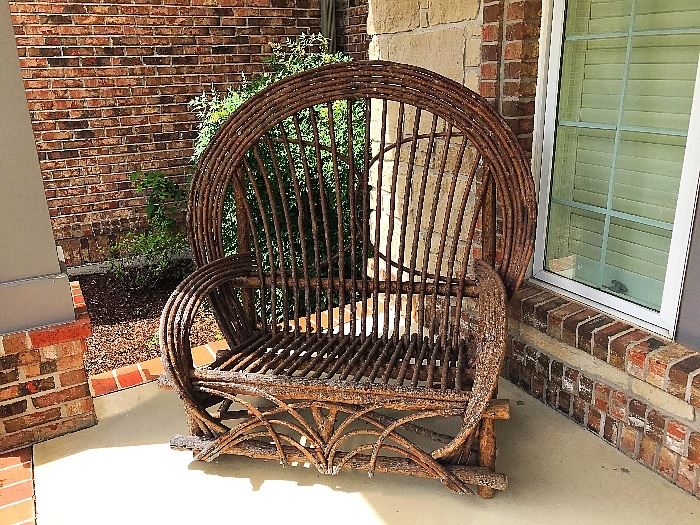 American Twig (Willow) Adirondack Style Bow Back Love Seat