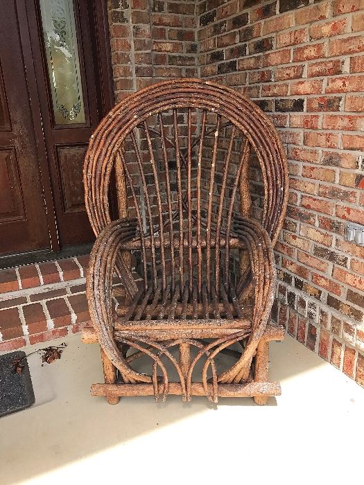 American Twig (Willow) Adirondack Style Bow Back Chair