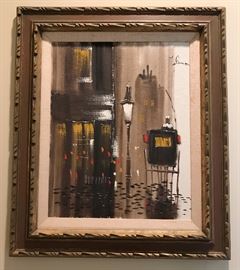 Mid Century Painting "Le Emitt" in Contemporary Frame