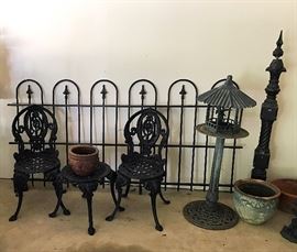 Cast Iron Garden Set, Fence Section, Post & More