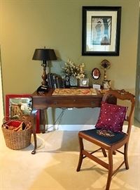 Lovely Semi-Antique Ladies Writing Desk with Retractable Writing Table with Inkwell & More